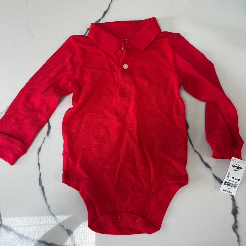 [NWT] Oshkosh Red Long Sleeve Baby Bodysuit